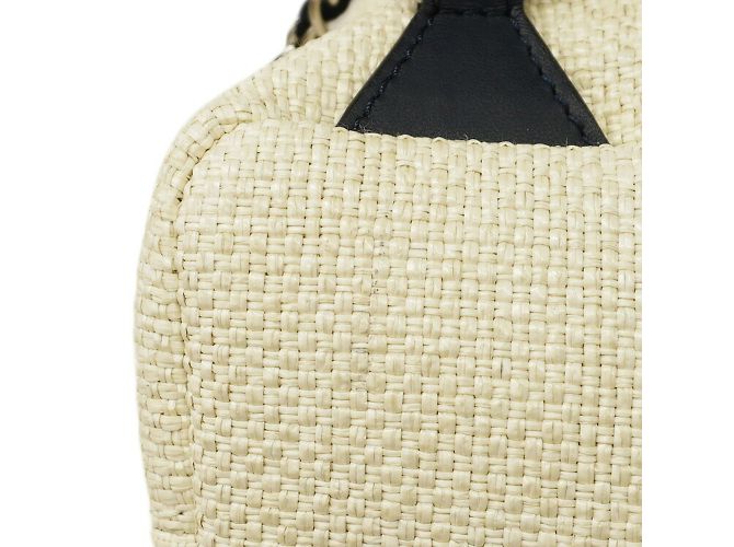 Chanel Deauville Strohhut-Rucksack Weiß Marineblau - Ansicht 7