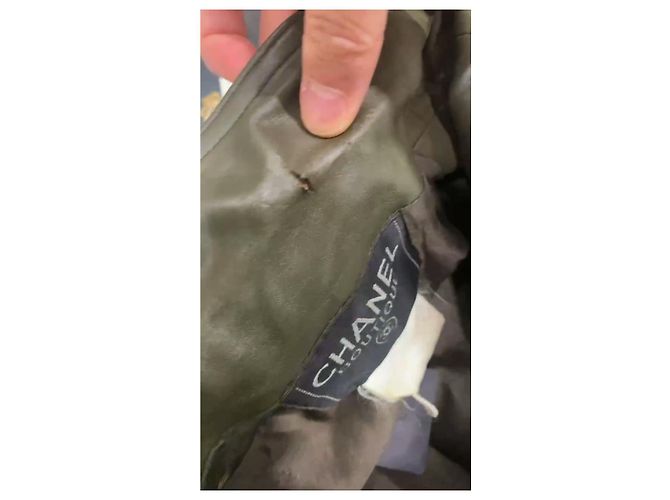 Chanel Vintage-Lederjacke von 1996 Größe Fr38 Dunkelgrün - Ansicht 10