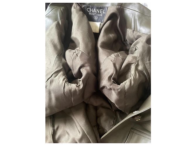 Chanel Vintage-Lederjacke von 1996 Größe Fr38 Dunkelgrün - Ansicht 6