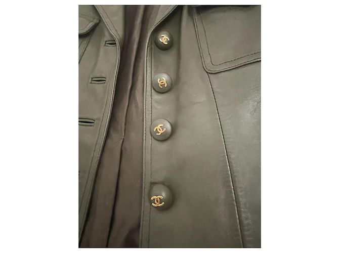 Chanel Vintage-Lederjacke von 1996 Größe Fr38 Dunkelgrün - Ansicht 8