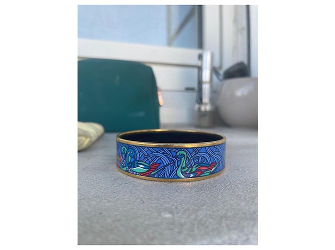 Bracciale Hermès Famiglia Anatra Smalto Blu Oro Multicolore Gold hardware - vista 2