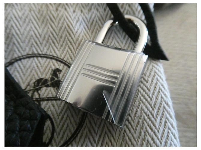 Glocke, Zugband, neues Hermès Vorhängeschloss für Kelly- oder Birkin-Handtasche Schwarz - Ansicht 6