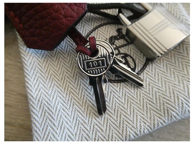 campanella, linguetta e lucchetto hermès nuovo per borsa hermès scatola dustbag Rosso - vista 5