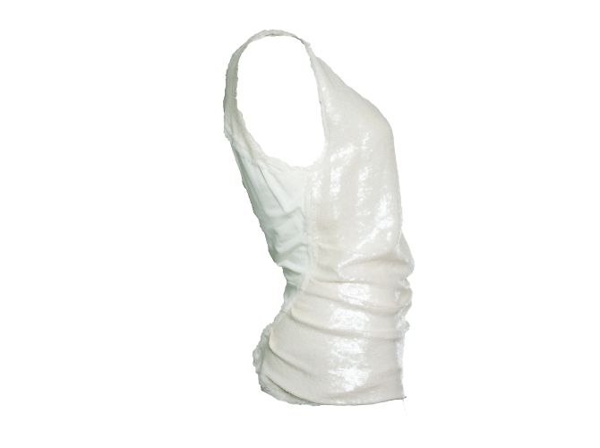 Top sin mangas con lentejuelas Donna Karan Blanco - vista 4