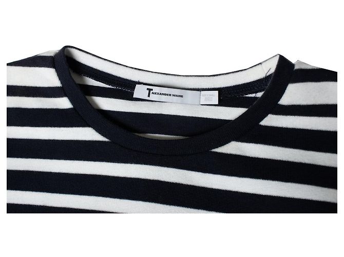 T By Alexander Wang T de Alexander Wang, top de cuello redondo a rayas Blanco Azul - vista 5
