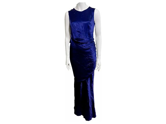 Amanda Wakeley Vestido de seda estilo sirena en azul medianoche Azul oscuro - vista 2