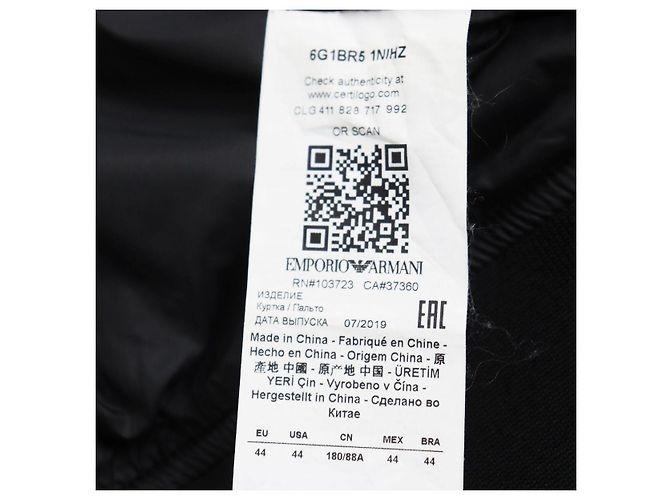 Chaqueta de plumas Armani R-EA-MI Logo, Negra, Hombre - vista 8