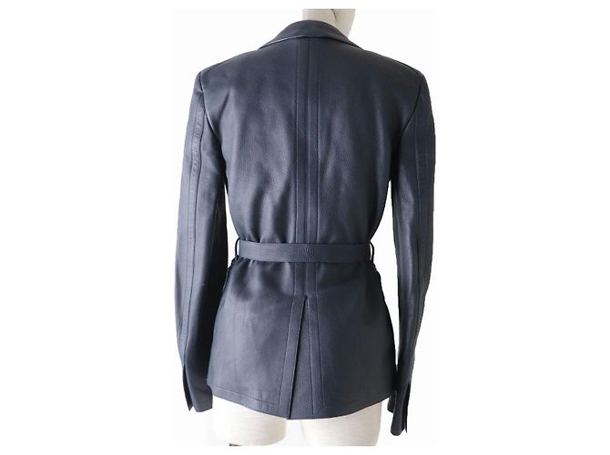 Loro Piana Deerskin Belted Jacket, Navy, Women - view 3