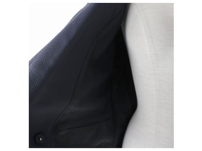 Loro Piana Deerskin Belted Jacket, Navy, Women - view 5