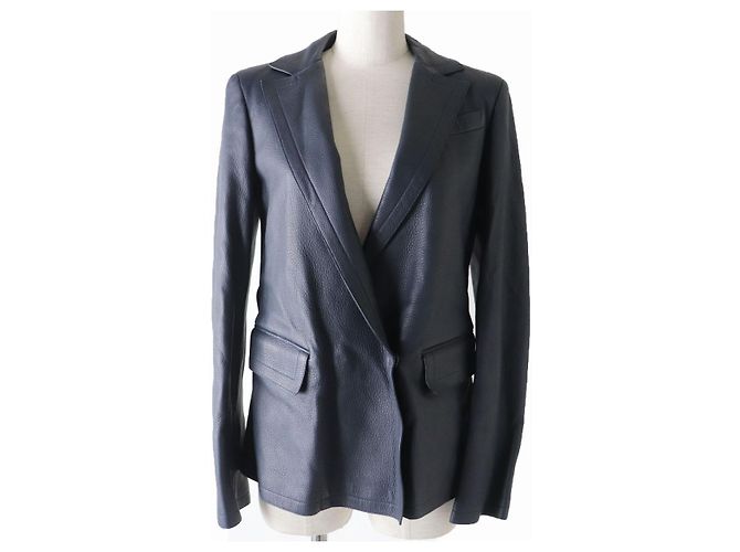 Loro Piana Deerskin Belted Jacket, Navy, Women - view 6