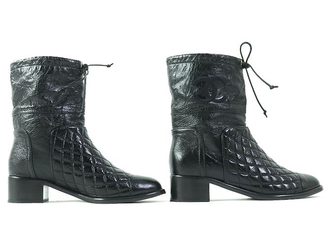 Botas cortas de cuero negro COCO Mark de Chanel G34096 - vista 4