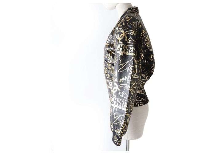 Chanel COCO Mark Kamelienlederjacke Schwarz - Ansicht 2