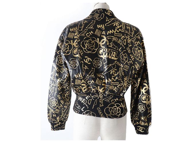 Chanel COCO Mark Kamelienlederjacke Schwarz - Ansicht 3