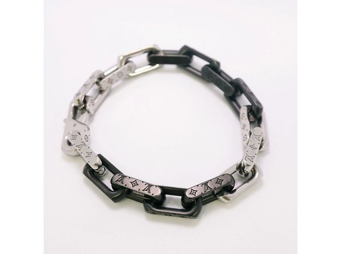 Louis Vuitton Monogram Chain Bracelet Black Silvery - view 2