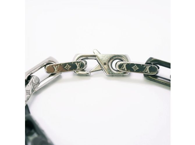 Louis Vuitton Monogram Chain Bracelet Black Silvery - view 4