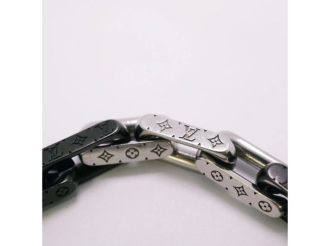 Louis Vuitton Monogram Chain Bracelet Black Silvery - view 5