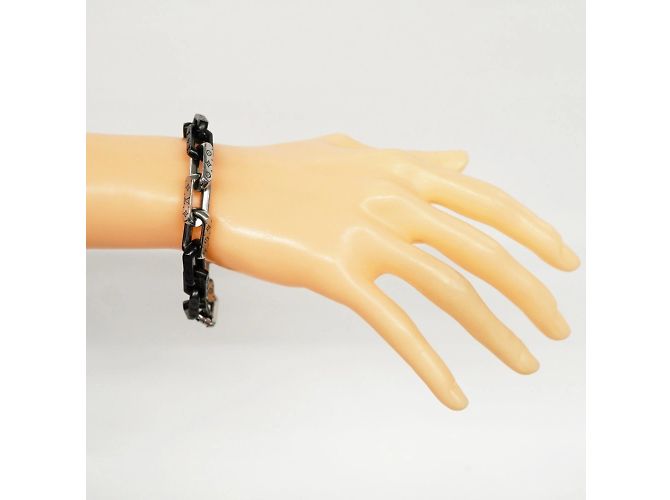 Louis Vuitton Monogram Chain Bracelet Black Silvery - view 7