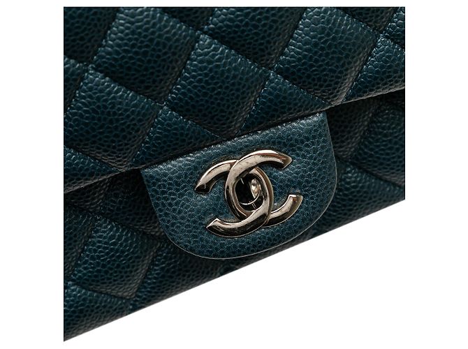 Chanel Blu Medio Classico Caviar Doppio Flap - vista 9