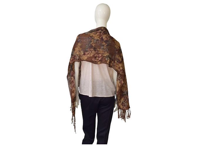 Sciarpa Ralph Lauren Floreale Marrone Beige Multicolore - vista 2