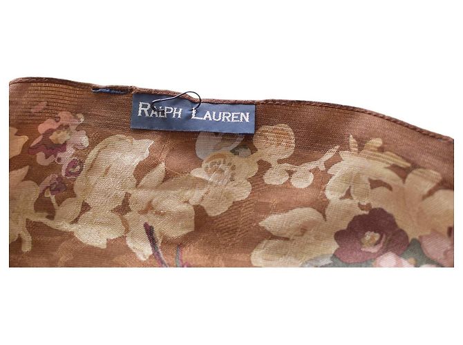 Sciarpa Ralph Lauren Floreale Marrone Beige Multicolore - vista 6