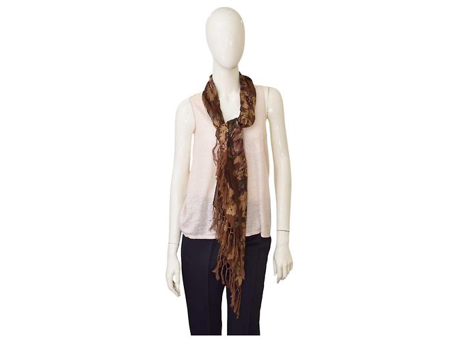 Sciarpa Ralph Lauren Floreale Marrone Beige Multicolore - vista 7