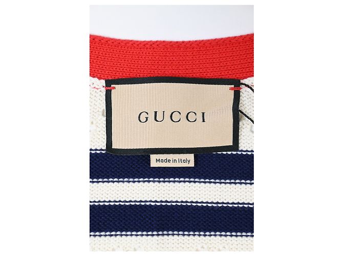 Cárdigan de botones a rayas de punto Gucci Love Parade en algodón crema - vista 10