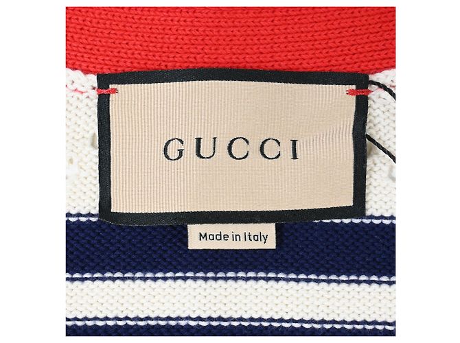 Cárdigan de botones a rayas de punto Gucci Love Parade en algodón crema - vista 5