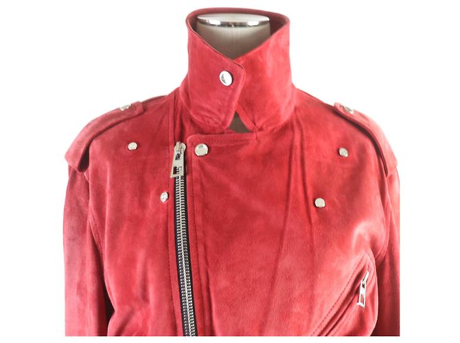 Loewe Anagram Leather Jacket Double Breasted Red - view 2
