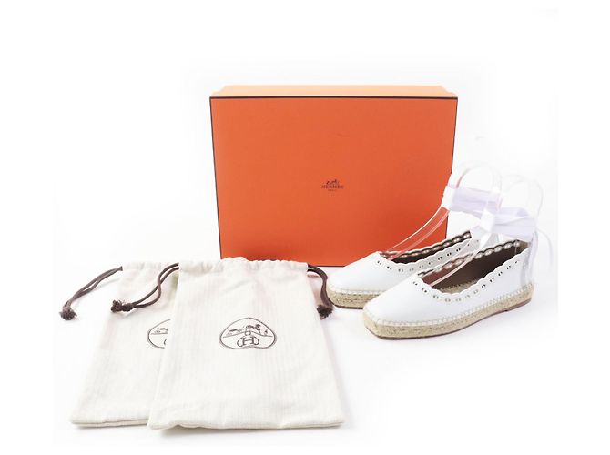 Hermès HERMES Guapa Shane Espadrilles Lederschuhe Weiß - Ansicht 2