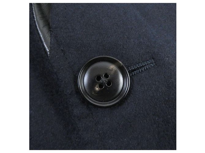 Hermès Blazer de lã Hermes com forro de couro azul marinho 44 - vista 6