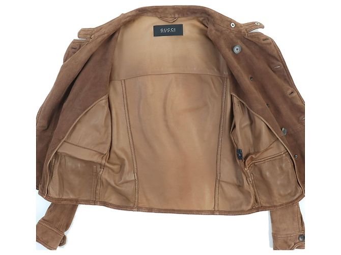 GUCCI Suede Leather Jacket Brown 50 - view 3