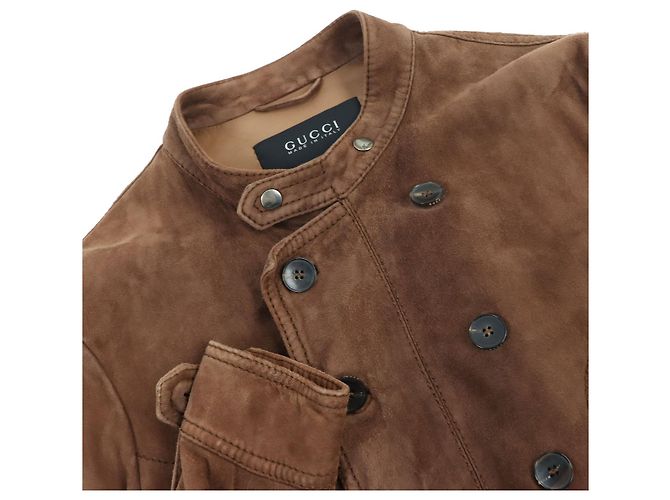 GUCCI Suede Leather Jacket Brown 50 - view 4