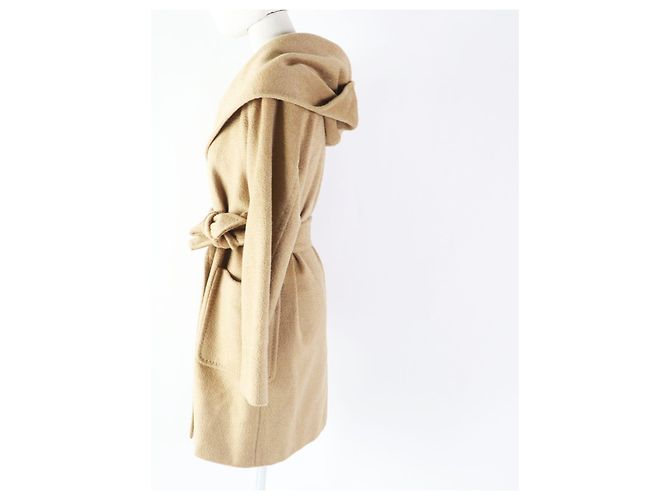 Abrigo envolvente con capucha y cinturón camel Max Mara 36 Camello - vista 3