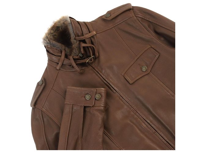 Chaqueta de cuero trucker Dolce & Gabbana marrón 48 Castaño - vista 2