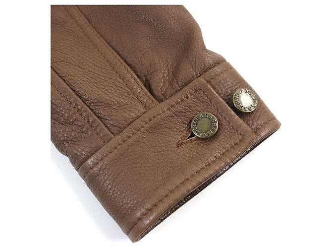 Chaqueta de cuero trucker Dolce & Gabbana marrón 48 Castaño - vista 8