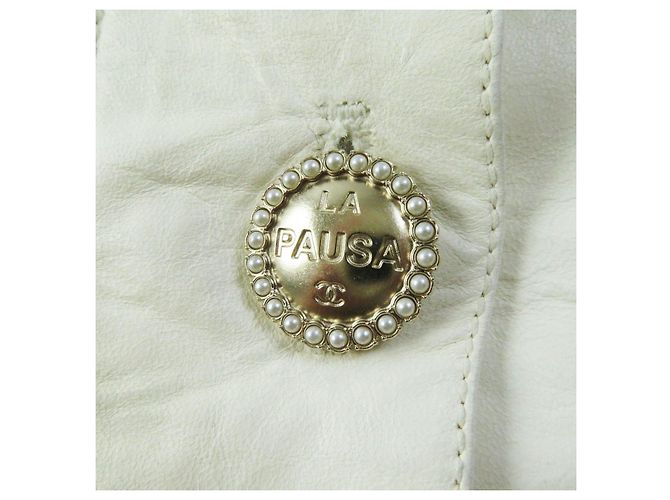 Chanel Lammleder Kurzarmjacke in Elfenbein Roh - Ansicht 6