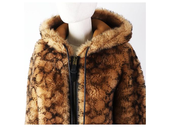 COACH Lamb Shearling Hooded Coat Brown - view 2