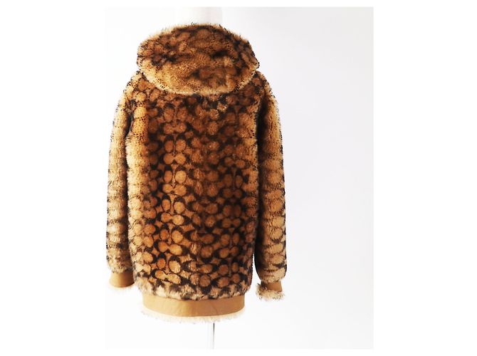 COACH Lamb Shearling Hooded Coat Brown - view 4