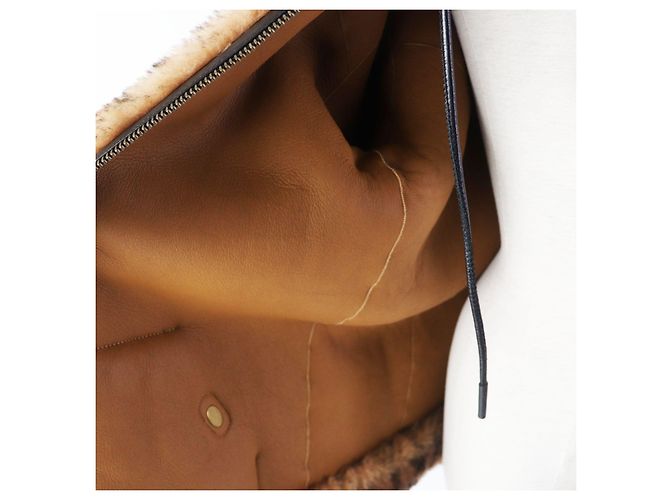 COACH Lamb Shearling Hooded Coat Brown - view 5