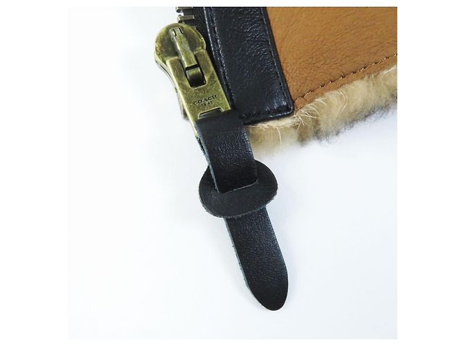 COACH Lamb Shearling Hooded Coat Brown - view 7