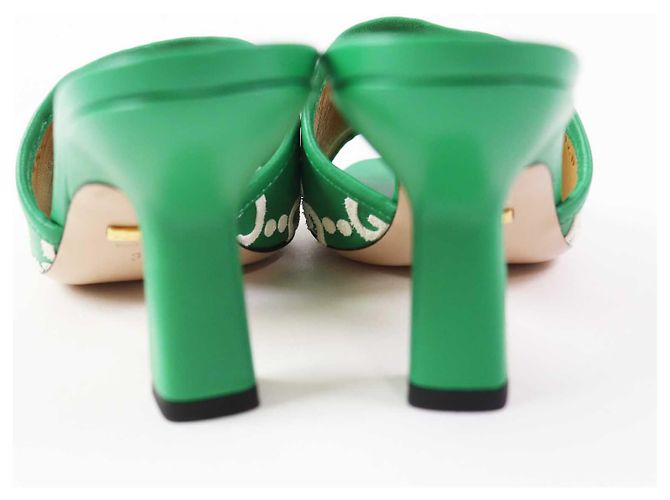 Gucci GG Logo Leather Mule Green 36 - view 3
