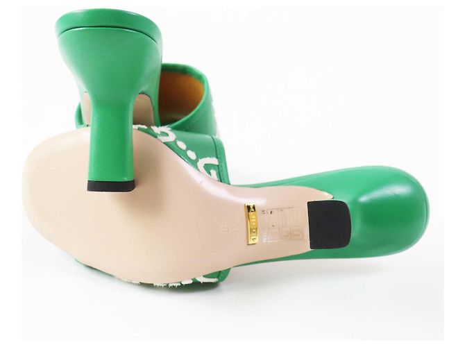 Gucci GG Logo Leather Mule Green 36 - view 4