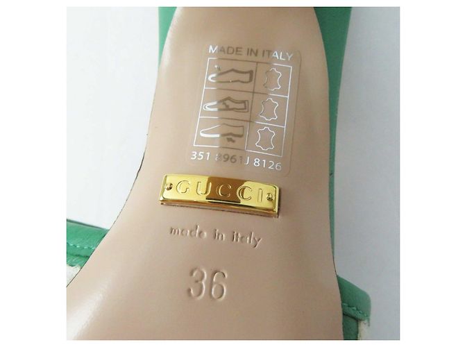 Gucci GG Logo Leather Mule Green 36 - view 9