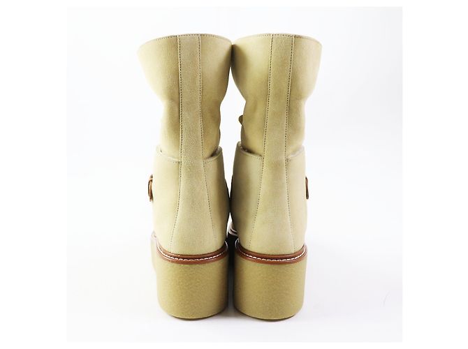 Hermès HERMES Beige Calfskin Short Boots 35 Women - view 3