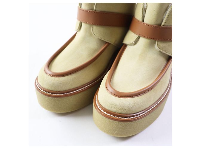 Hermès HERMES Beige Calfskin Short Boots 35 Women - view 6