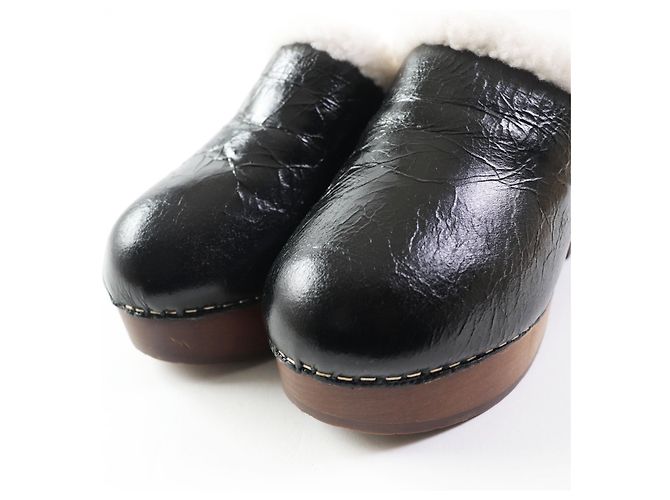 Sandali Clog in pelle di pecora Chanel Nero Marrone - vista 6