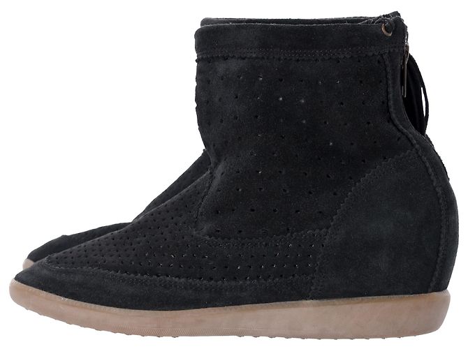 Botines de cuña con borlas Basley de Isabel Marant en ante negro - vista 2