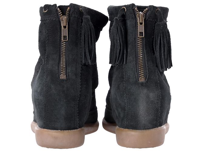 Botines de cuña con borlas Basley de Isabel Marant en ante negro - vista 4