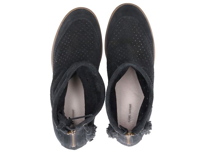 Botines de cuña con borlas Basley de Isabel Marant en ante negro - vista 5