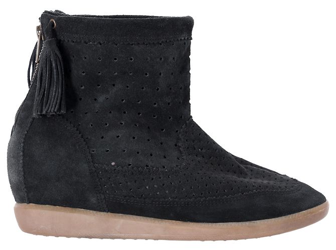 Botines de cuña con borlas Basley de Isabel Marant en ante negro - vista 7